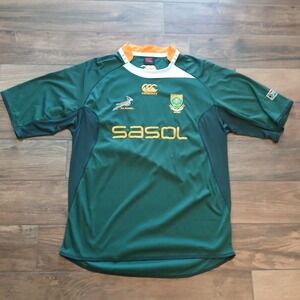 Canterbury South Africa Rugby Jersey Mens XXL Green Sasol Springboks Embroidered